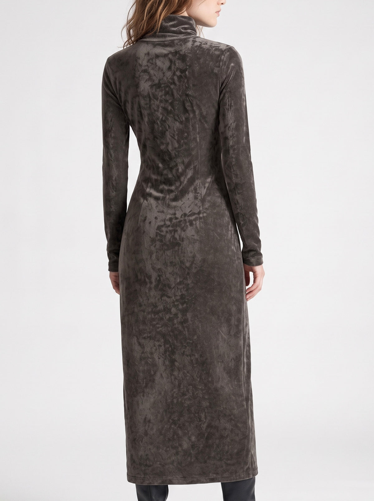 CRUSHED TURTLE NECK DRESS